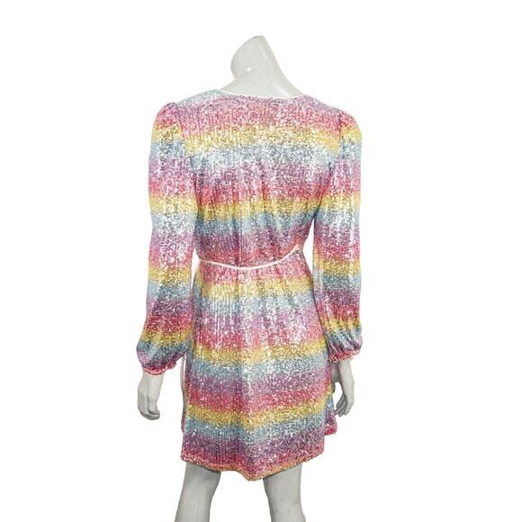 ModCloth Take A Shine Sequin Wrap Dress size Small Multi-color - Picture 3 of 7